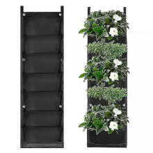 (As show, One size) 7 Hanging Wall Planting Bags, Suitable For Balcony, Garden, Court And Office Home Decoration (black)