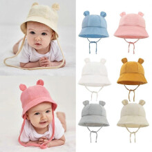 (I, One size) Spring Summer Solid Color Soft Baby Bucket Hat Cotton Fisherman Hats Kids Toddler Boys Girls Panama Sun Cap