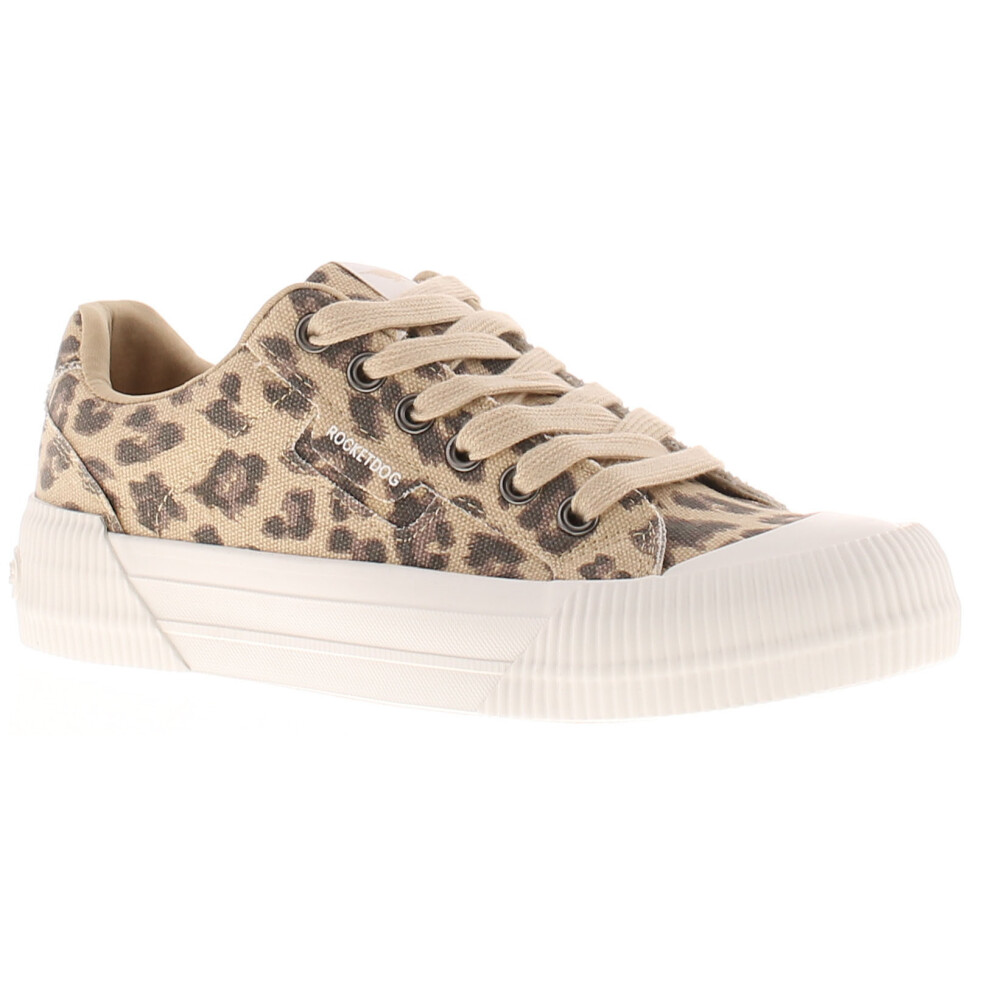 (Multicoloured, 7 (Adults')) Rocket Dog Womens Pumps Canvas Plimsolls Cheery Lace Up tan leopard UK Size