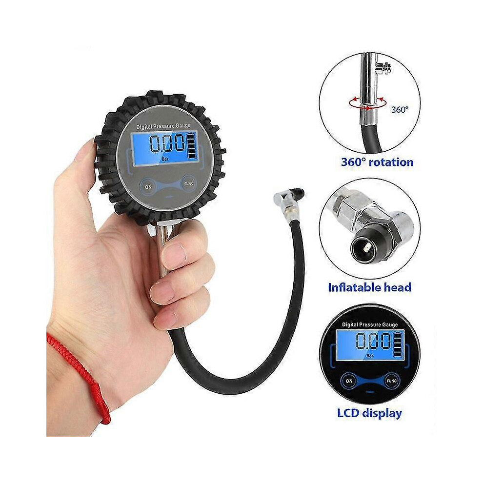 (As Show, One Size) Digital Tire Inflator Pressure Gauge Max 200Psi Measurement Counter Manometer Motorcycle Car Truck 5061429003398