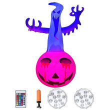 (As show, One size) Halloween Inflatable Ghost With Pumpkin Pumpkins Built-in Led Lights Inflatables For Yard Lawn