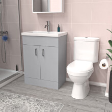 Nes Home Matte Grey 600 mm Flat Pack Basin Vanity Unit & Toilet