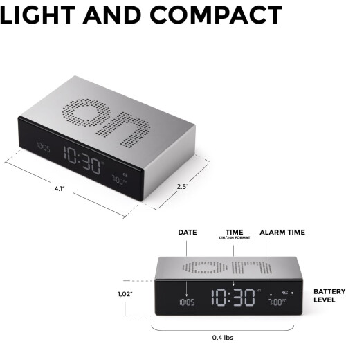 (Gold) Reversible Rechargeable Alarm Clock LCD Display Electroluminescence 1