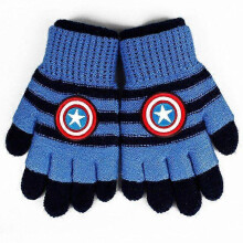 (As show, One size) Children's Gloves Winter Warm Thicken Boy Captain America Plush Gloves
