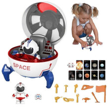 (As show, One size) Space Toys For Kids Musical Glowing Spaceship Model With Astronaut Figure Interactive Outer Playset Boys And Girls