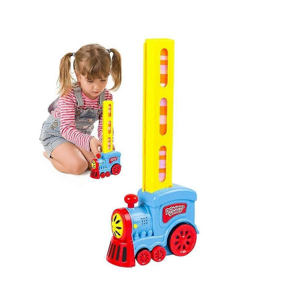 Fitville (As Show, One Size) Domino Train Game Laying Electric Automatic Blocks Pcs Educational Stacking Toy Colorful Building Toys 60 Pcs