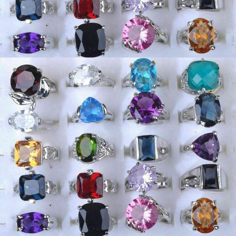 20pcs Wholesale Crystal  Mixed Rings Bulk Finger Ring Band Jewelry