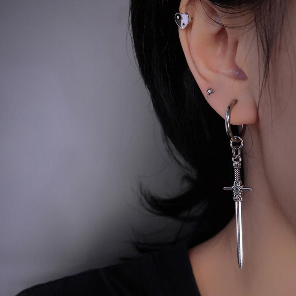 Maxpower Piercied Stainless Long Vintage Sword Dangle Earrings Hanging Men Female Punk Ear Jewelry For Women