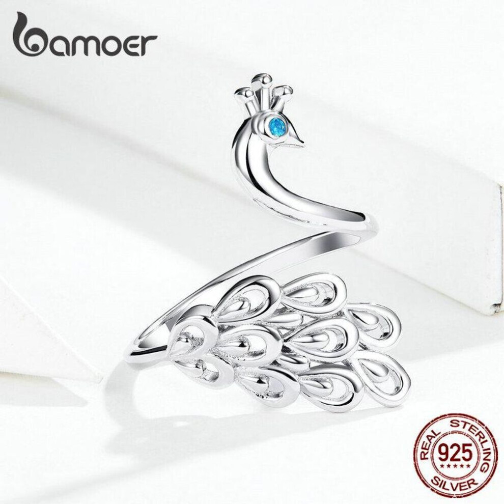 Maxpower Bamoer 925 Sterling Peacock Opening Rings For Women Adjustable Rings Silver