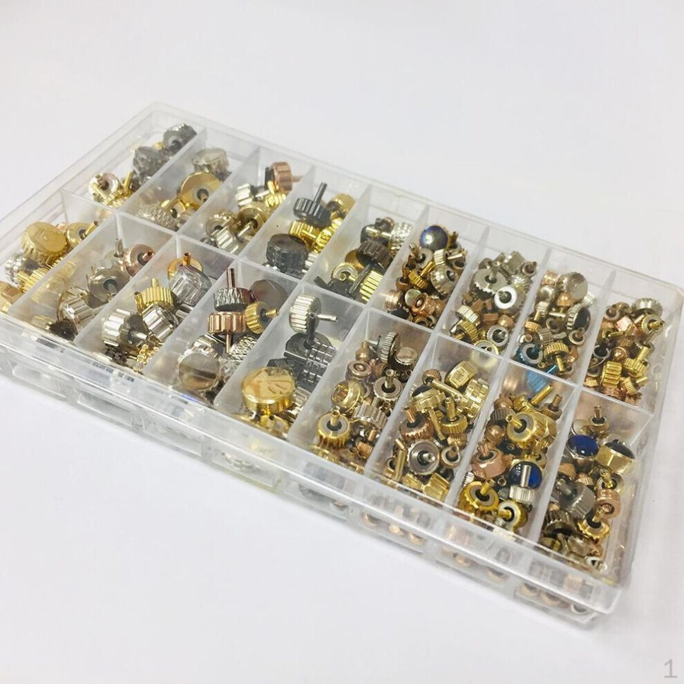 Maxpower Watch Crown Parts Set, Kit, Assorted Gold And Silver Head Lot Replacement Repair Silver,Gold