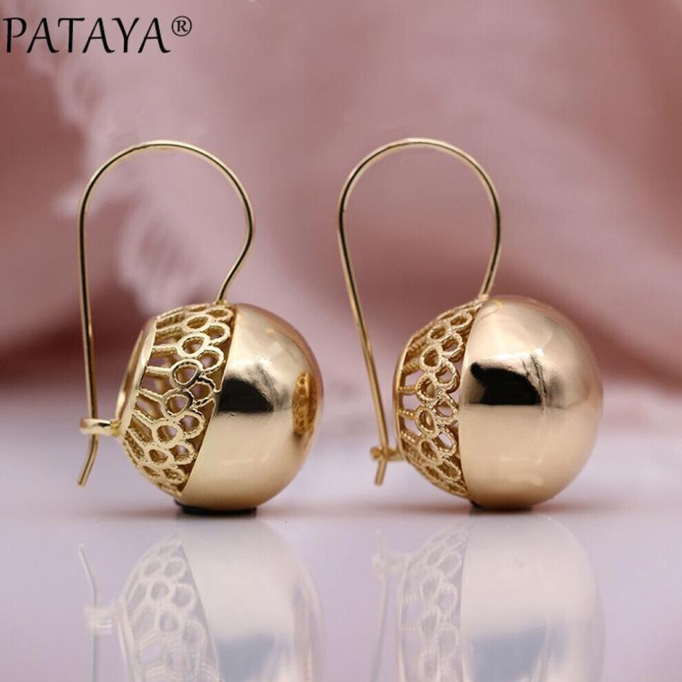 Pataya Big Spherical Earrings Hollow Long Dangle Earrings Women Unique Hyperbole Trendy Fish Hook Earrings