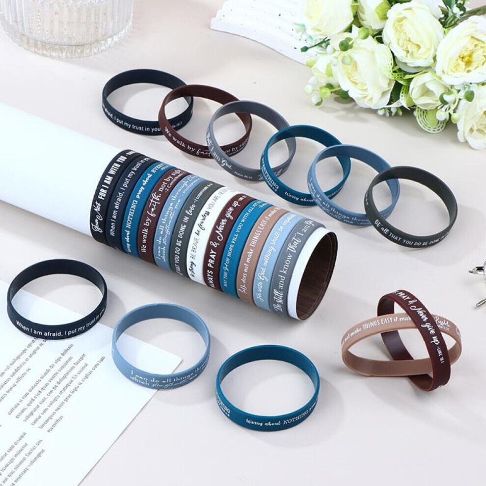 36 Pcs Religious Silicone Wristbands Bulk Bible Rubber Bracelets Colorful Inspirational Christian Silicone Wristbands