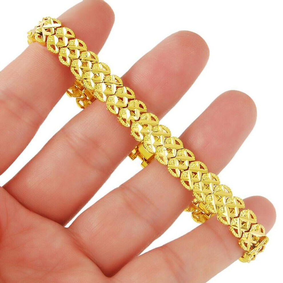 24k Plating Gold Bracelet 10 Mm Wave Gold Plated Jewelry Gifts For Men & Women