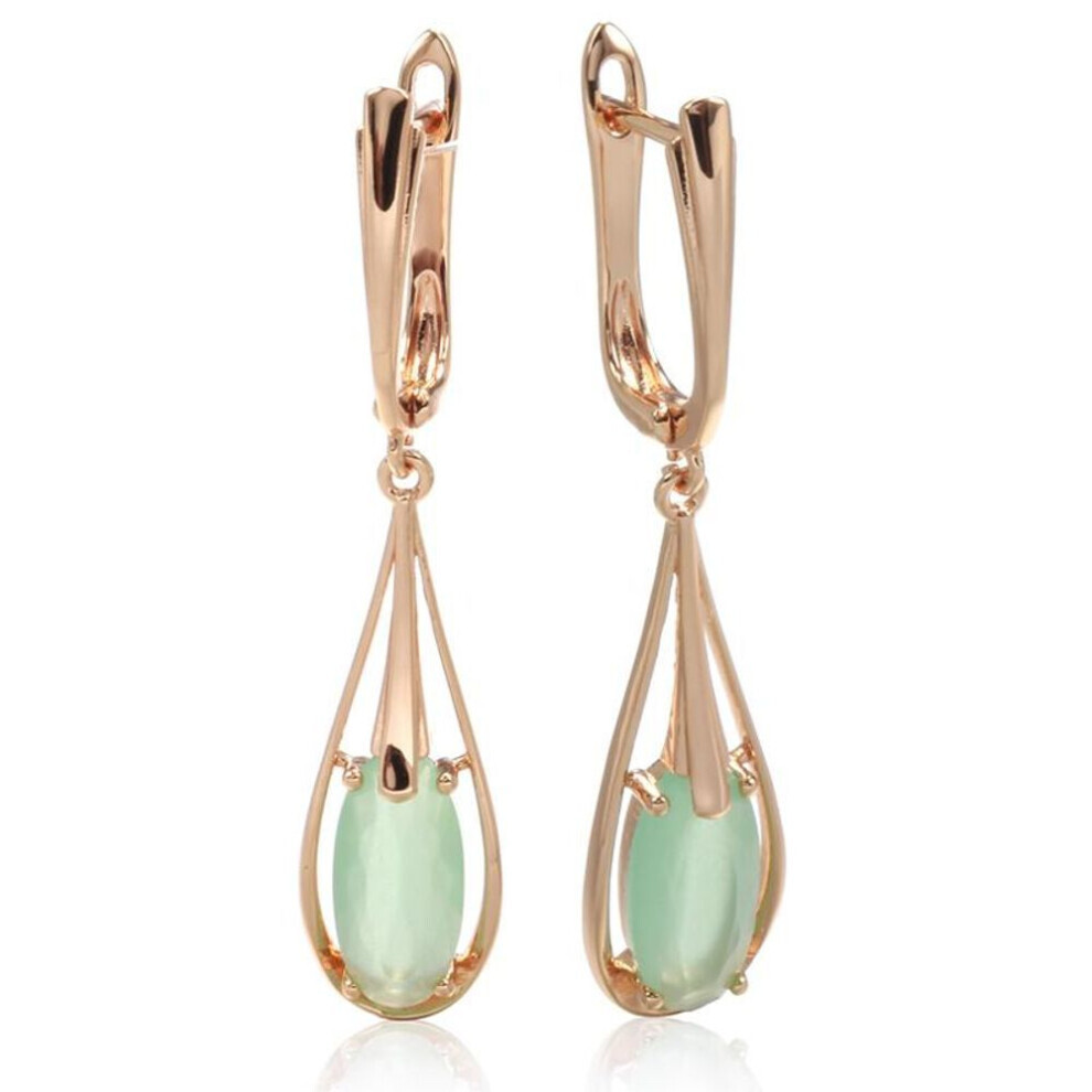 Maxpower Kinel Lake Zircon Long Dangle Earrings For Women Water Drop Stone Earrings Green