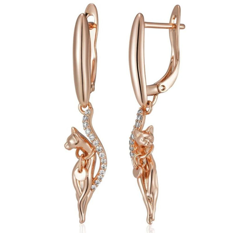 Maxpower Kitten Pendant Inlay Zircon English Castle Earrings Fashion Golden Daily Accessories Women Personality Jewelry