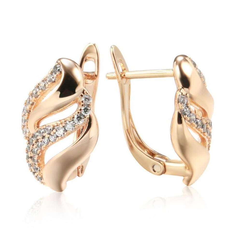 Maxpower Kinel Cute Rose Color Stud Earrings For Women Water Drop Zircon English Earrings Gold