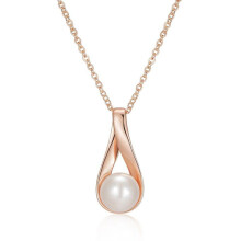 Kinel Pearl Drop Pendant Necklace For Women Rose Gold Color Bride Wedding Elegant Jewelry Anniversary Gift