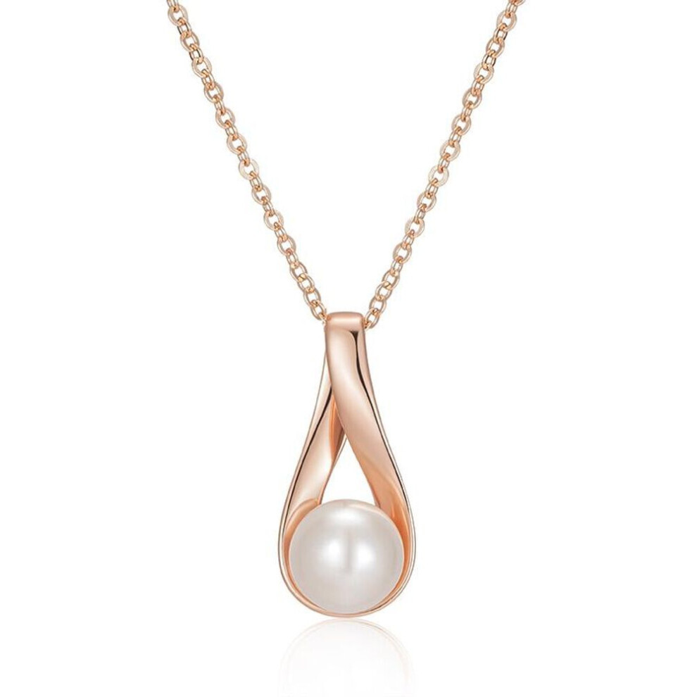 Kinel Pearl Drop Pendant Necklace For Women Rose Gold Color Bride Wedding Elegant Jewelry Anniversary Gift