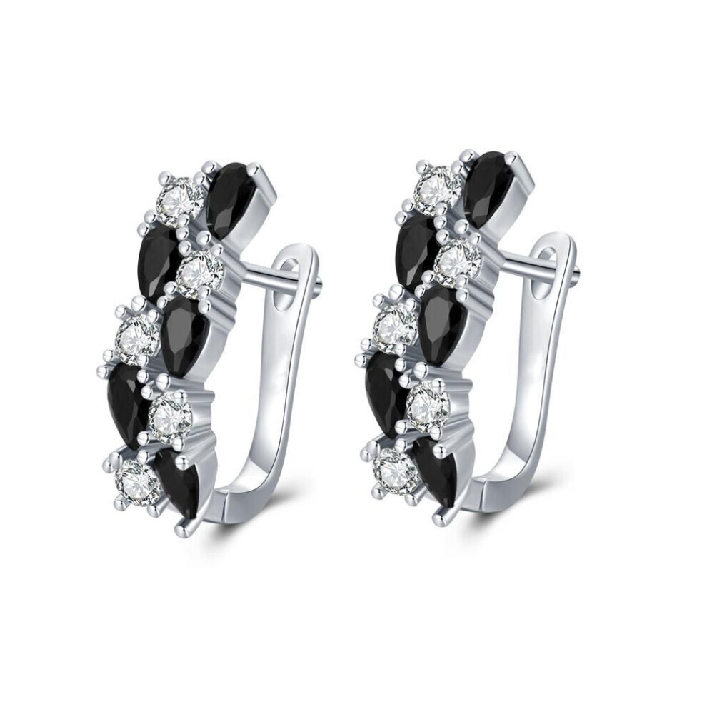 Maxpower Black Awn Black Stone Hoop Earrings For Women