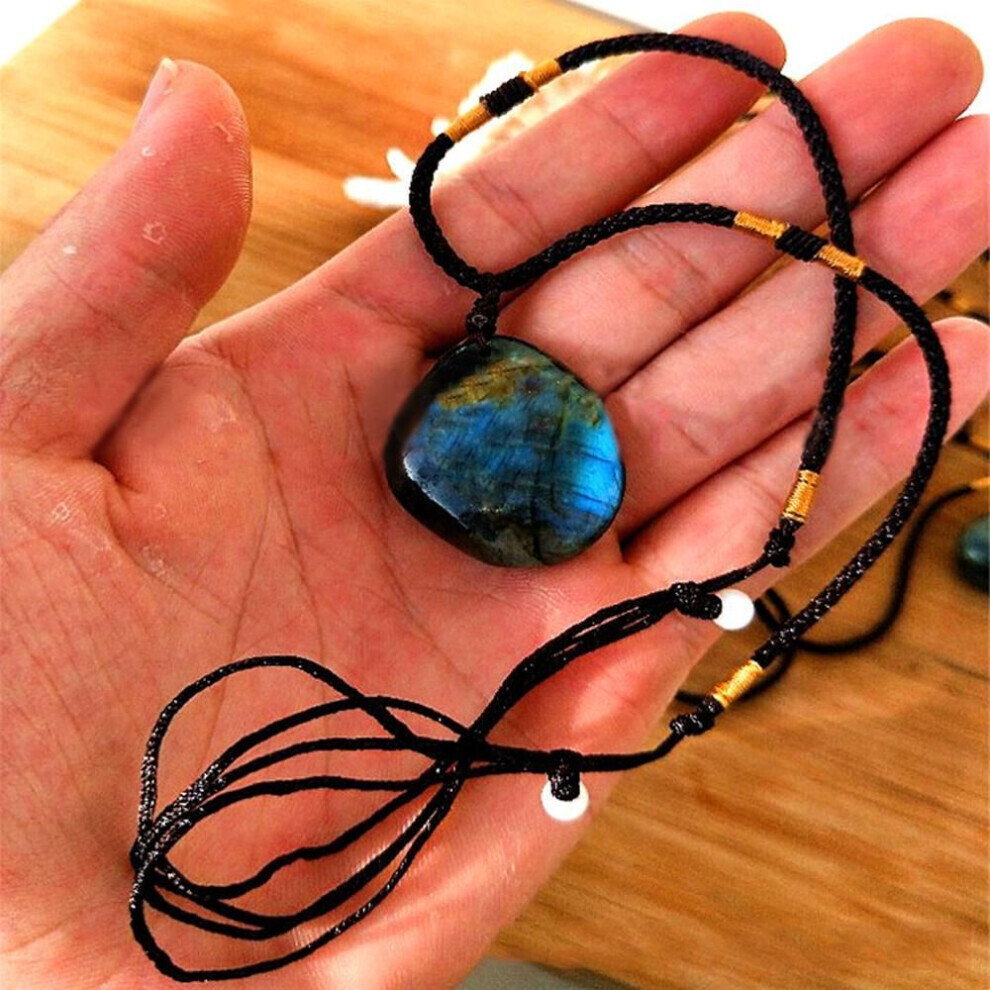 Maxpower Natural Labradorite Moonstone Pendant Necklace Stone Pendant Flowing Jewelrygift Light