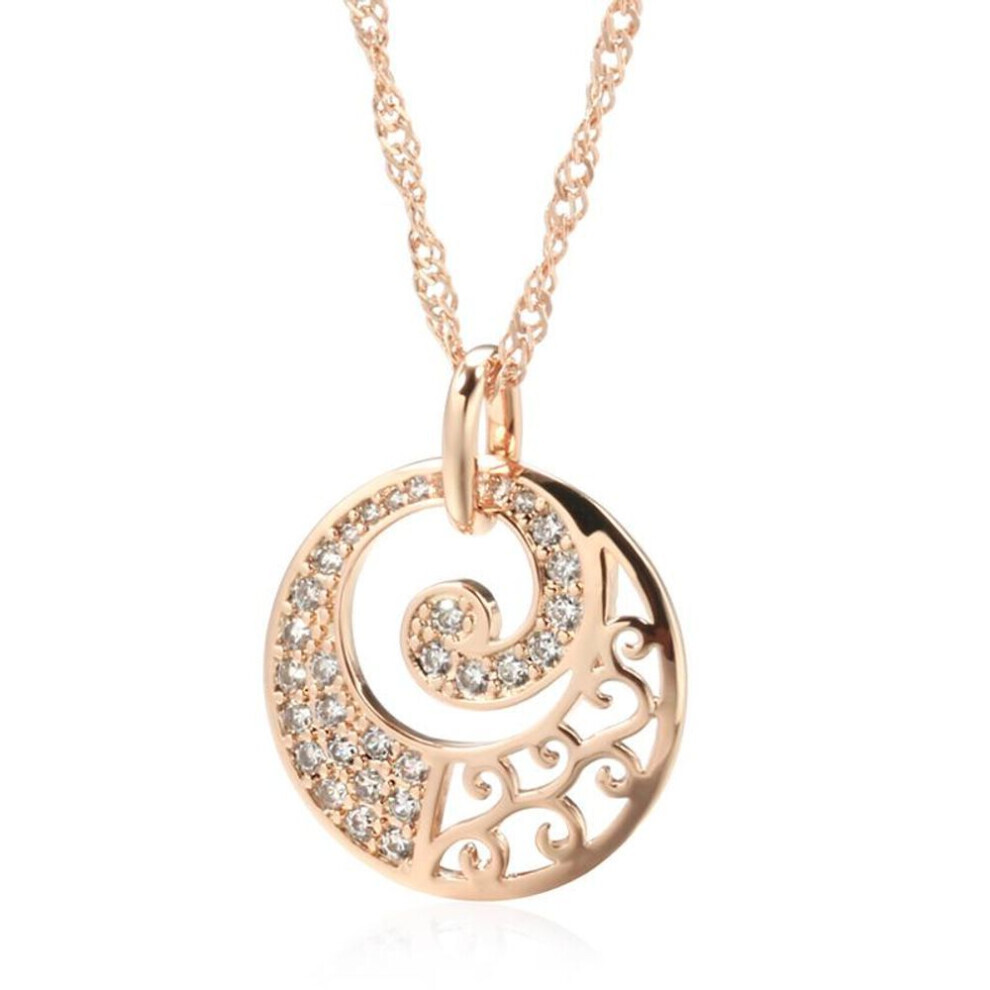 Maxpower Kinel Luxury Rose Color Pendant Necklace Vintage Fine Jewelry Gift Gold