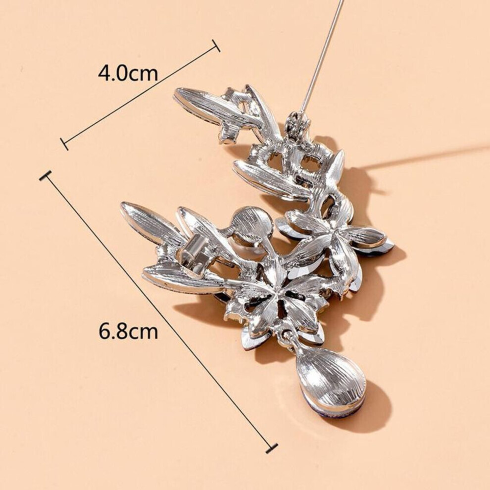 Luxury Elegant Women Girls Rhineston Glass Flower Drop Brooches Pins Lady Shining Suit Office Jewelry Corsage Accessories