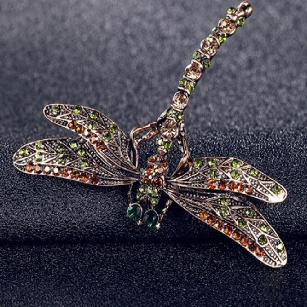 New Fashion Jewelry Women&apos;s Vintage Noble Dragonfly Crystal Scarf Pin Brooches
