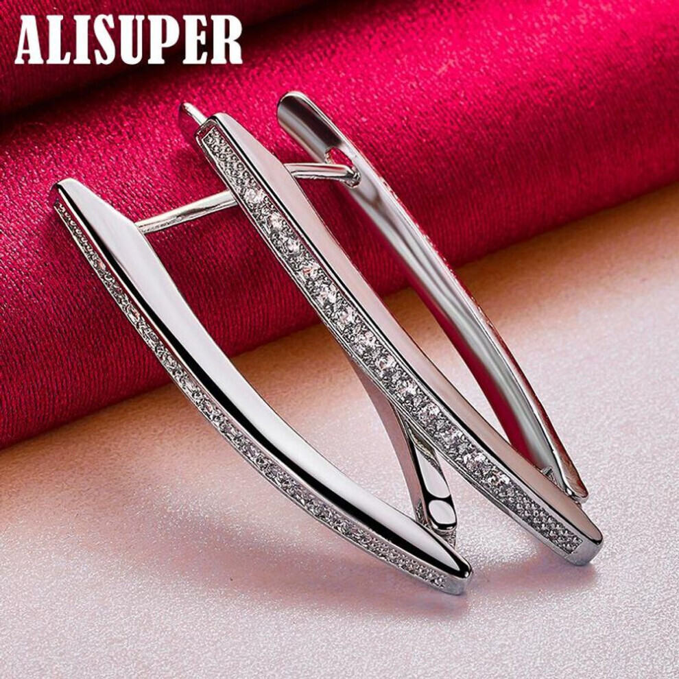 925 Sterling Silver Aaa Zircon Charm V Earring Jewelry