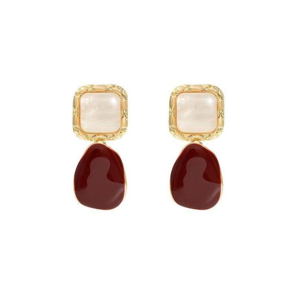 French Retro Elegant Water Drop Wine Red Female Earrings Ladies Earrings Christmas Gift Jewelry
