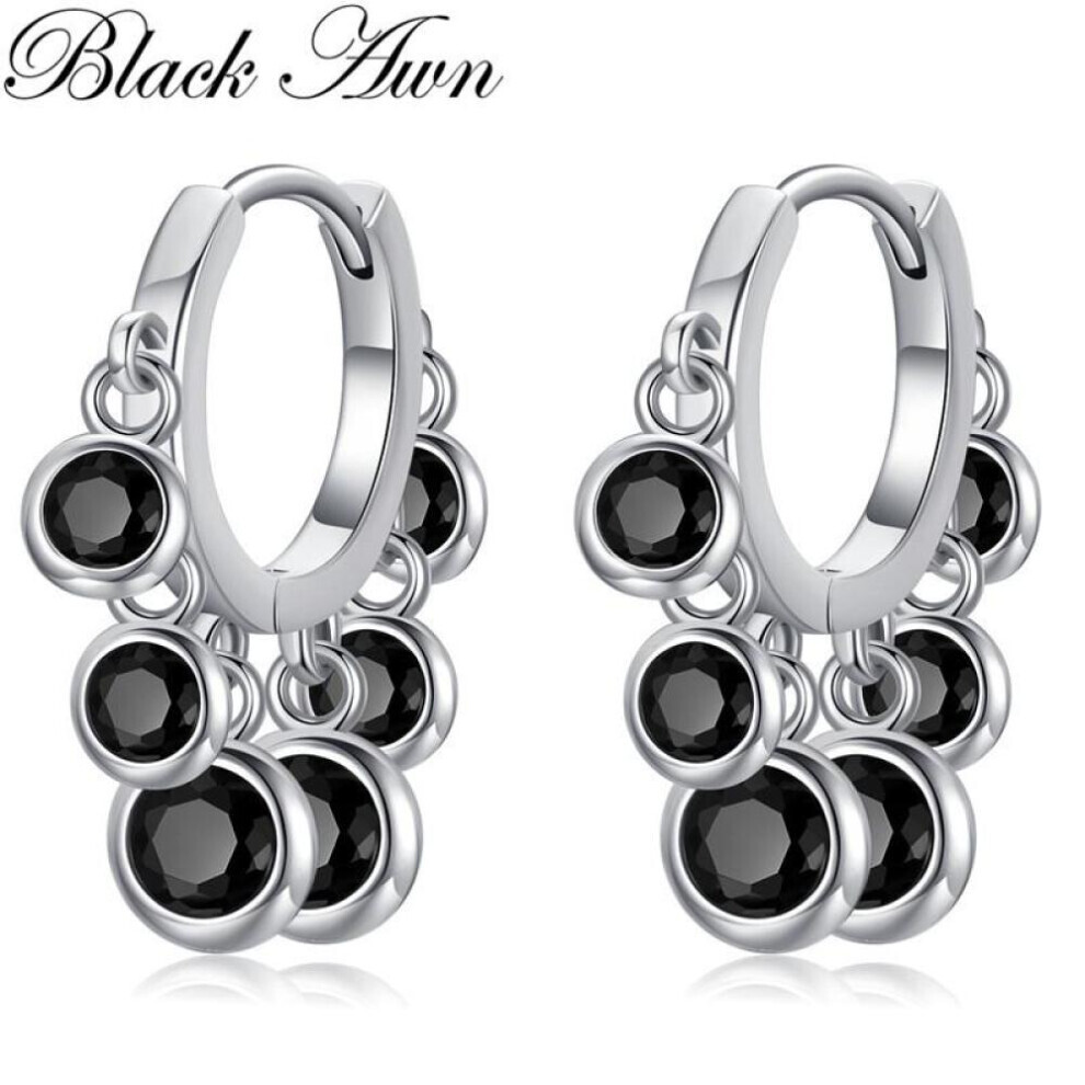 Maxpower Black Awn Black Stone Jewelry Hoop Earrings For Women