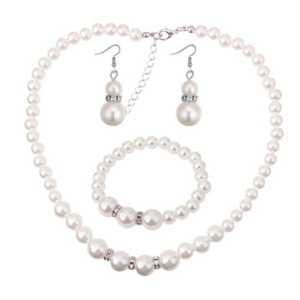 Maxpower Women's Elegant Faux Pearl Jewelry Set White