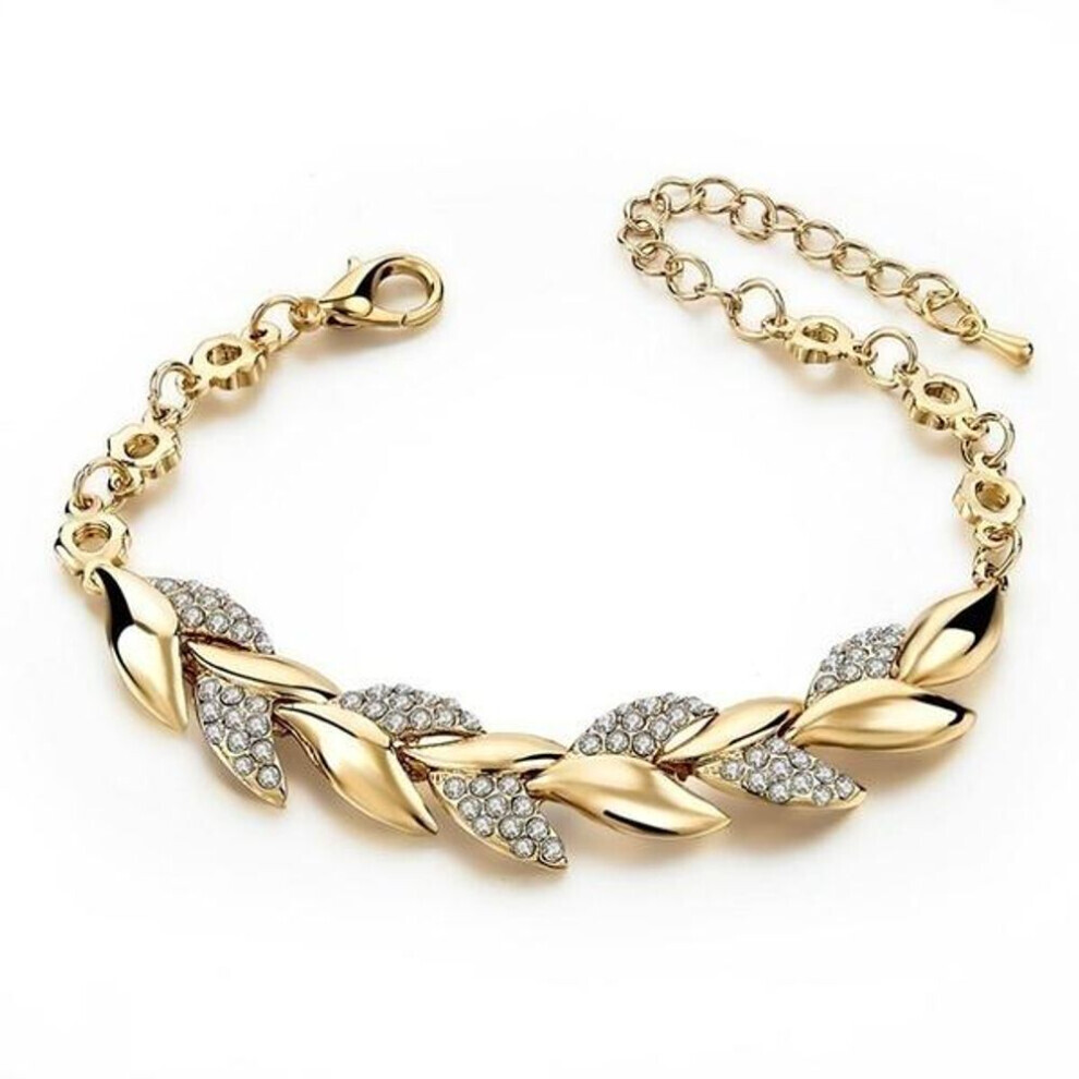 Maxpower Braided Leaf Bracelets For Women Luxury Crystal Hand Chain For Bridal Wedding Jewelry Not,Specified
