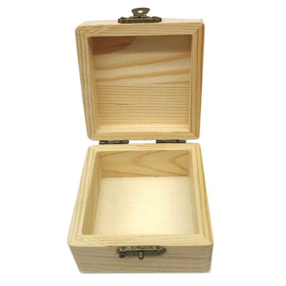 Blank Square Shape Unfinished Wooden Jewelry Gift Box For Kid Diy Craft Supplies Wood Box Pine Storage Vintage Gift Purse Craft