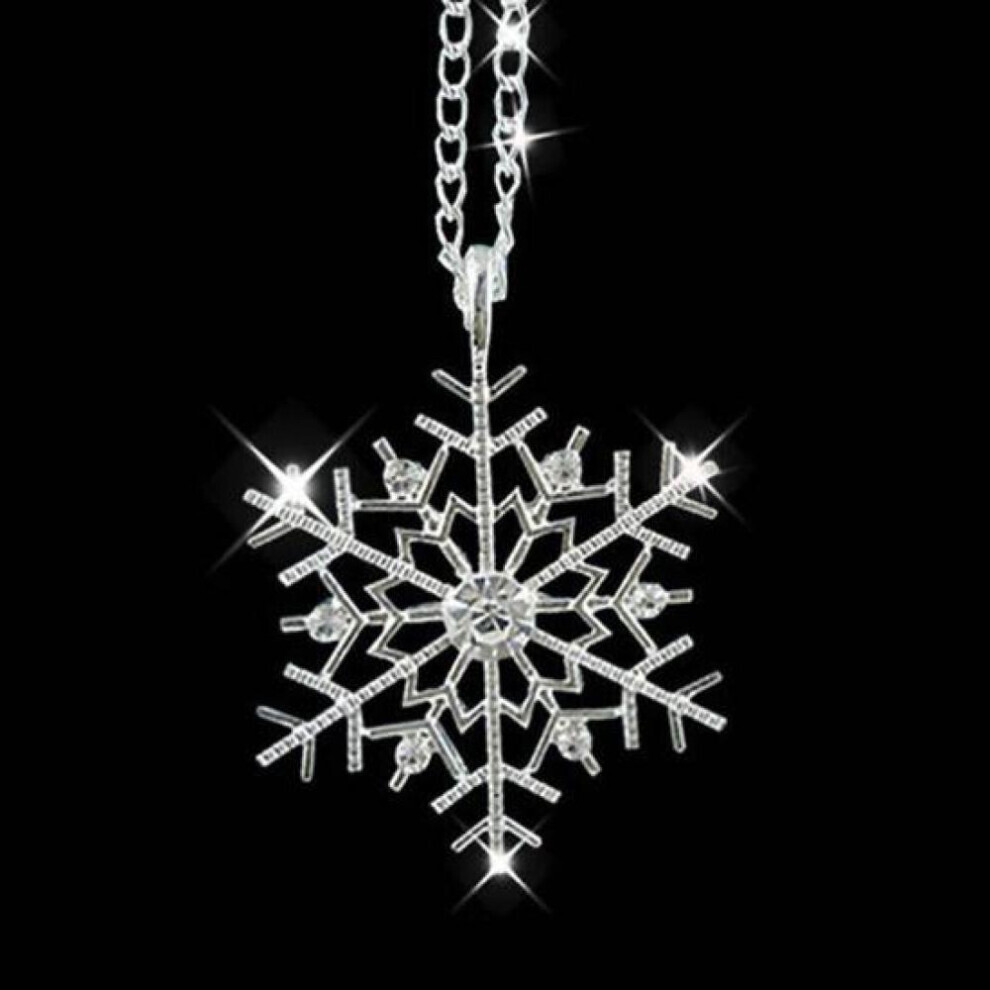 Frozen Snowflake Pendant Chain Necklace