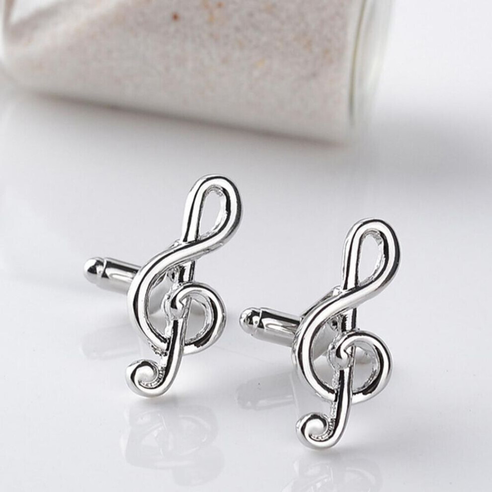 Fashion Silver Plated Music Notation Shirt Cufflinks Men Jewelry Cuff Link Gift