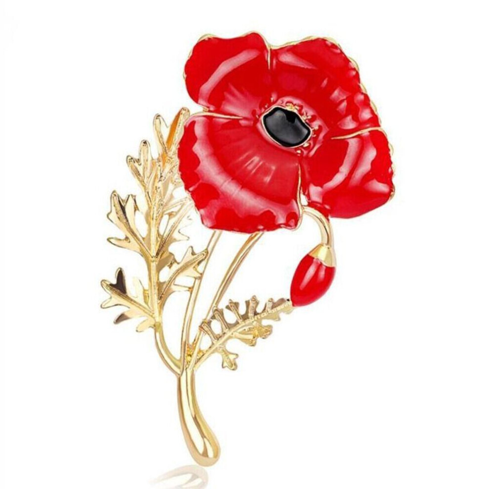 Maxpower New Creative Carnations Brooch Pins Red Flower Brooches For Women Gold Color Enamel Pin Red,Gold