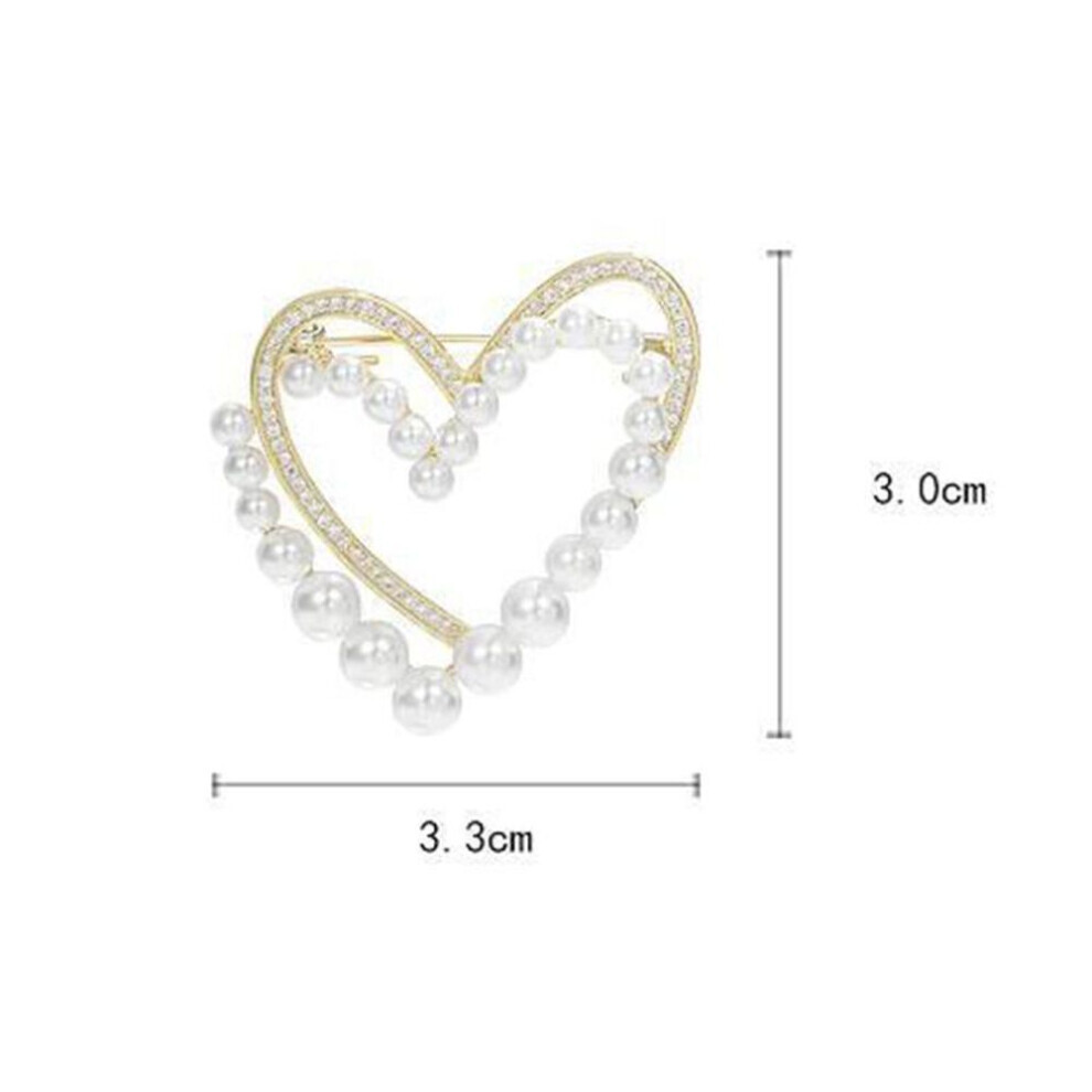 Heart Pearl Classic Brooch Pins Clothing Dress T-shirt Heart Scarf Brooches