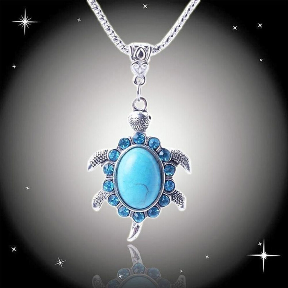 1pc Women Boho Turquoise Turtle Pendant Necklace