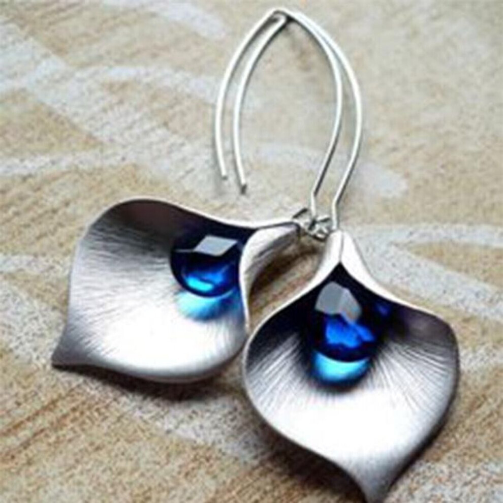 Maxpower Elegant Hook Dangle Drop Earrings Teardrop Birthstone Jewelry Engagement Wedding Women Earrings Blue