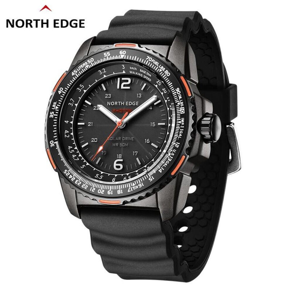 North Edge Photon Men Digital Military Watch Waterproof 50m Men&apos;s Sport Wristwatches Solar Power Luminous Enviormentally Clock