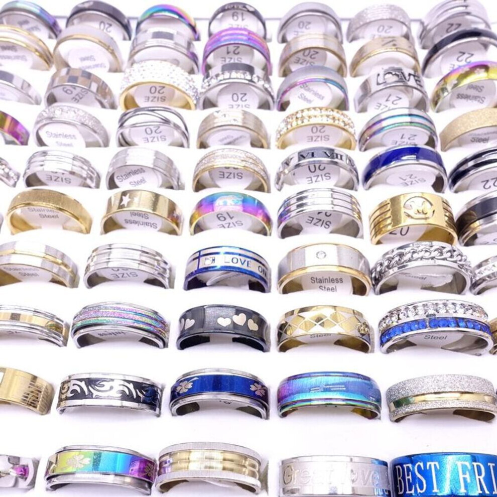 Wholesale 100pcs/lot Mens Womens Top Stainless Steel Rings Mix Styles Fashion Jewelry Beautiful Party Favor Gifts