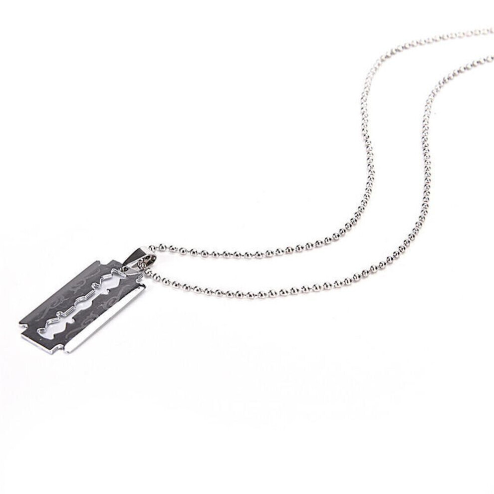 Men Favorite Stainless Steel Razor Blade Pendant Fashion Ball Chain Necklace Hot