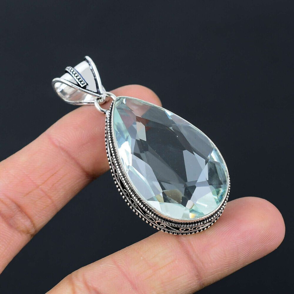 Maxpower White Topaz Gemstone Pendant Solid 925 Sterling Silver Pendant Jewelry Gift For Unisex Lg-008 White,Silver
