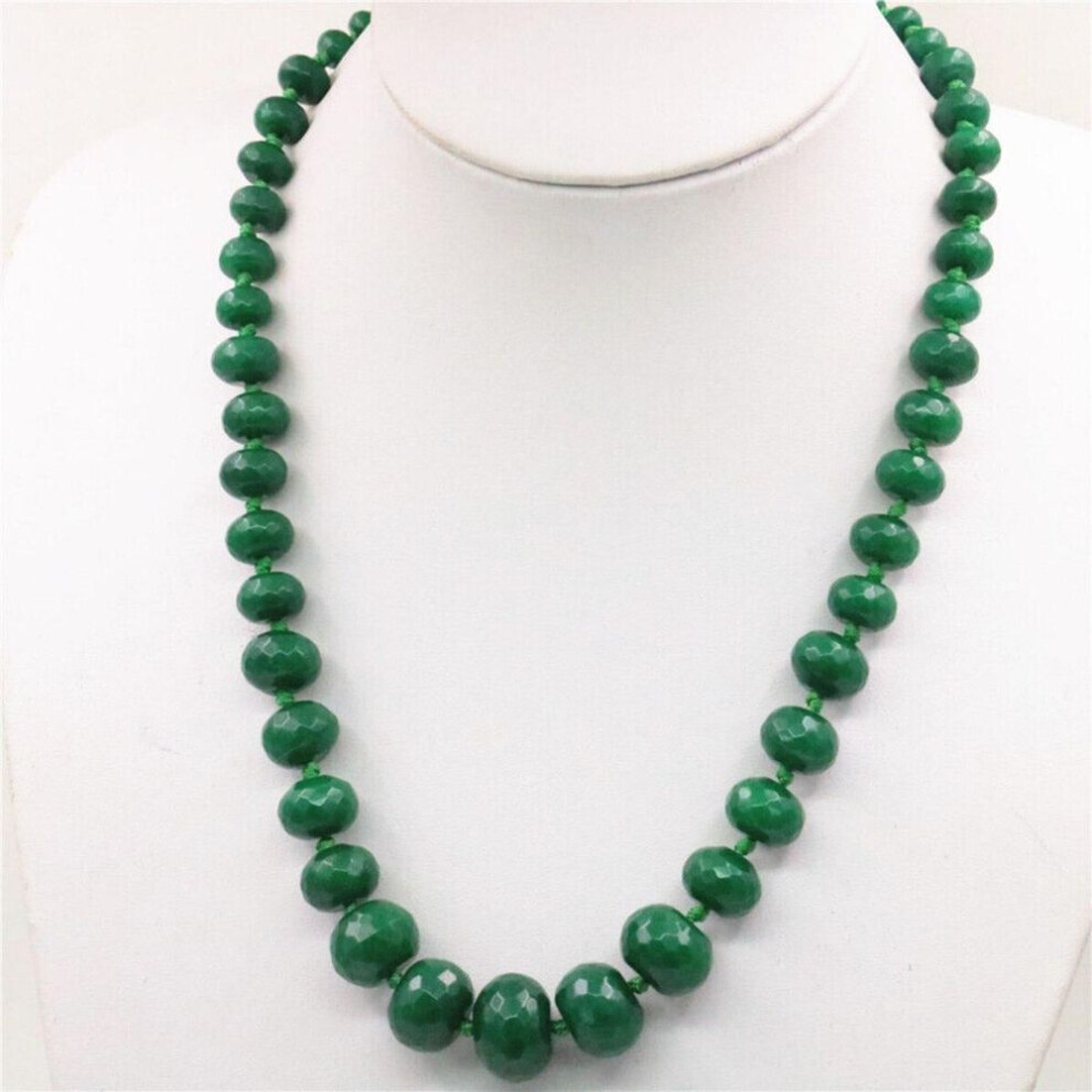 Maxpower 2023 8-20Mm Natural Dark Jade Chalcedony Beads Necklace Faceted Women Girl Stone Diy Fashion Jewelry Making Design Christmas Gifts Green