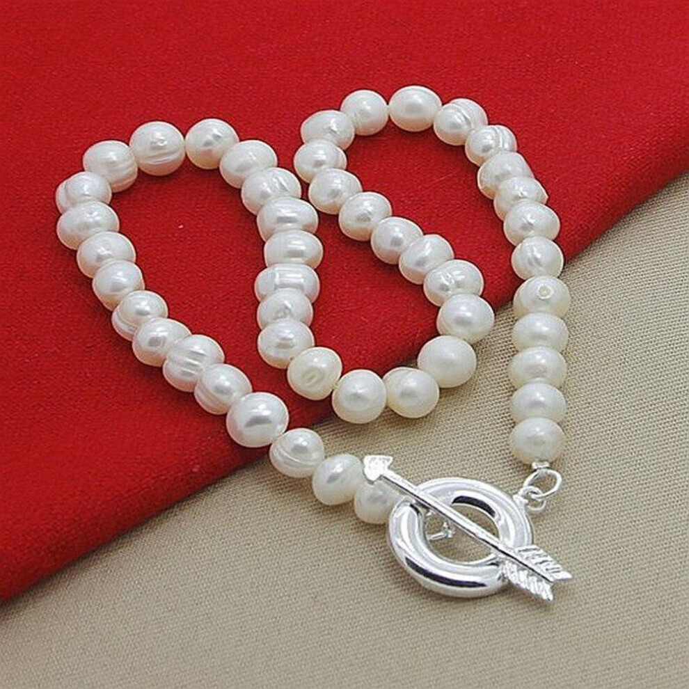 Maxpower (As The Picture, 40Cm) New Arrival 925 Sterling Silver Fashion Natural Freshwater Pearl Necklaces For Women Female Fine Jewelry White,Silver