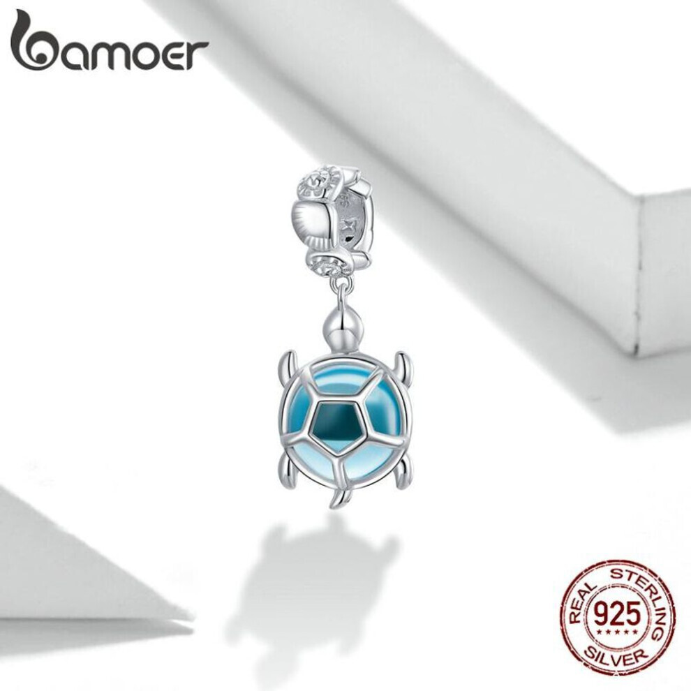 Maxpower (925 Silver) Bamoer 925 Sterling Silver Vivid Blue Turtle Hanging Beads Charm Fit Original 3Mm Bracelet Blue,Silver