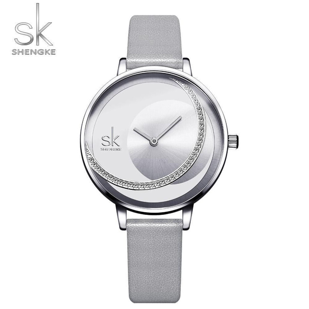 Maxpower (Grey) Shengke Crystal Women Watch Luxury Brand Ladies Dress Watches Original Design Quartz Wrist Watches Creative Sk Watch For Women