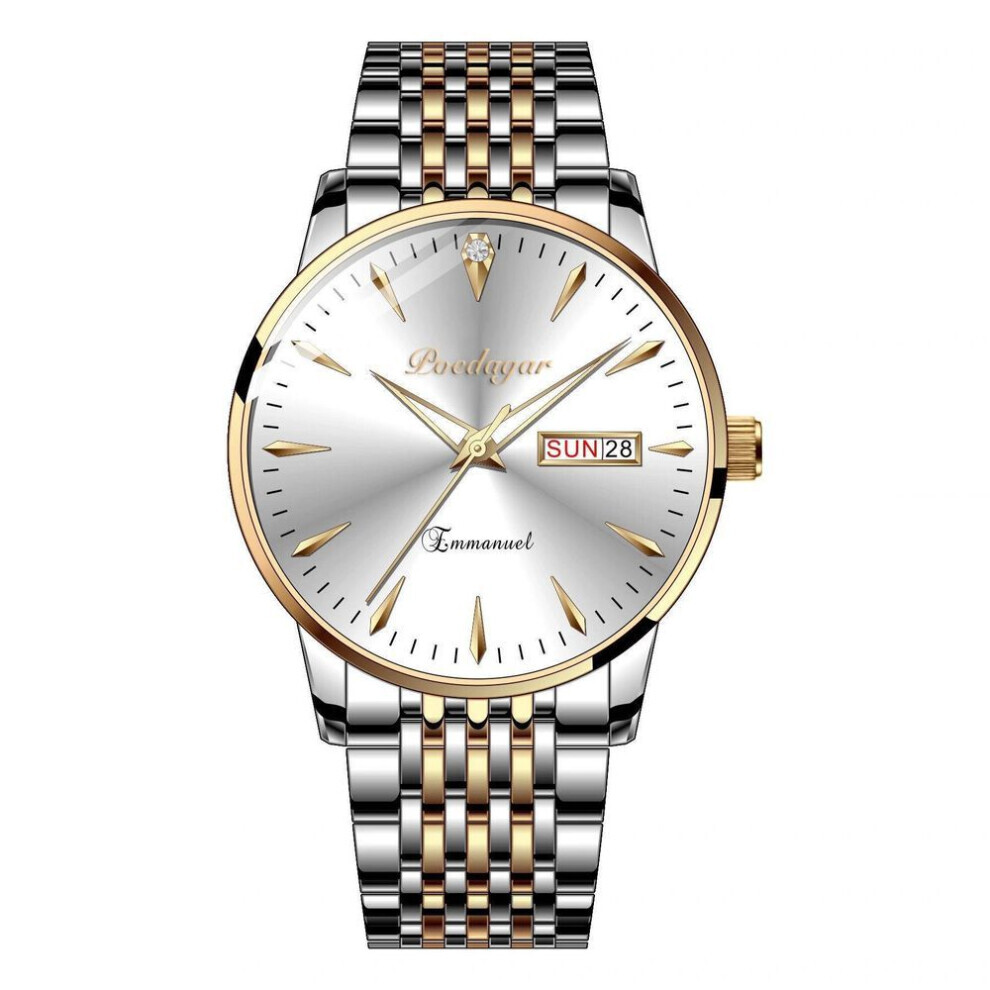 Maxpower (As The Picture) Poedagar New Top Brand Luxury Men's Watch With Box Luminous Simple Waterproof Double Calendar Men's Quartz Watches
