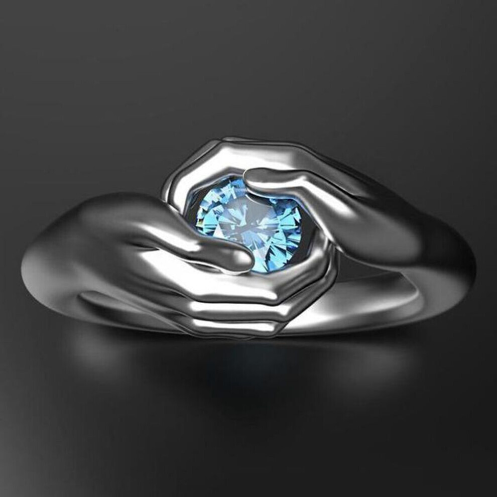 (7) Romantic Love Hug Crystal Ring Creative Love Forever Couple Hands Hug Rings For Women Men Fashion Wedding Jewelry