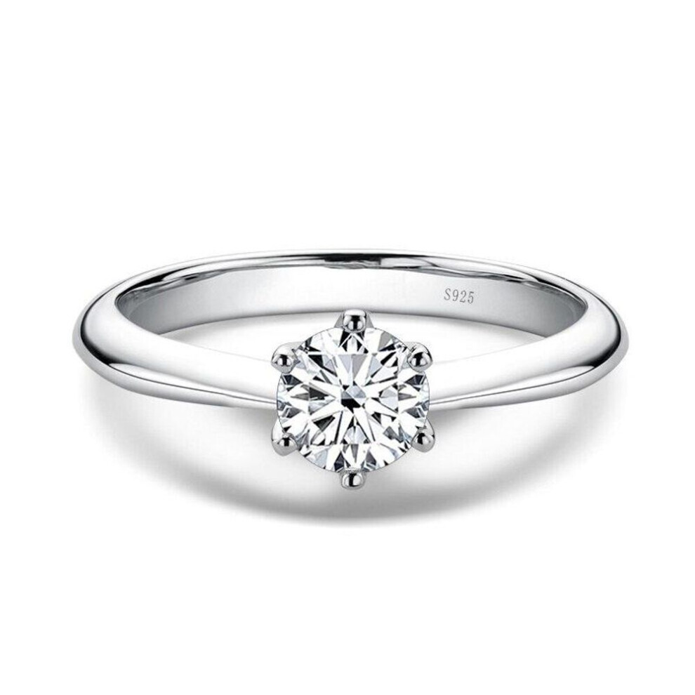 (white, 8) Bague Ringen 1.0 Carat D Color Moissanite Wedding Rings For Women Top Quality 18k White Gold Color 925 Sterling Silver Jewelry